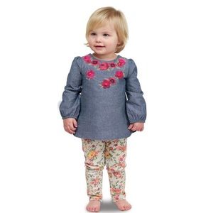 Mud Pie fliral chambray tunic & leggings set NWT 5T